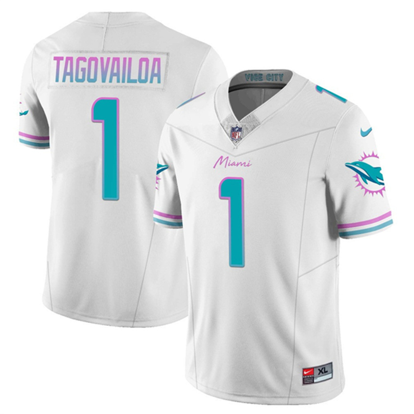 Men's White Miami Dolphins #1 Tua Tagovailoa 2023 F.U.S.E Alternate Vapor Limited Stitched Football Jersey